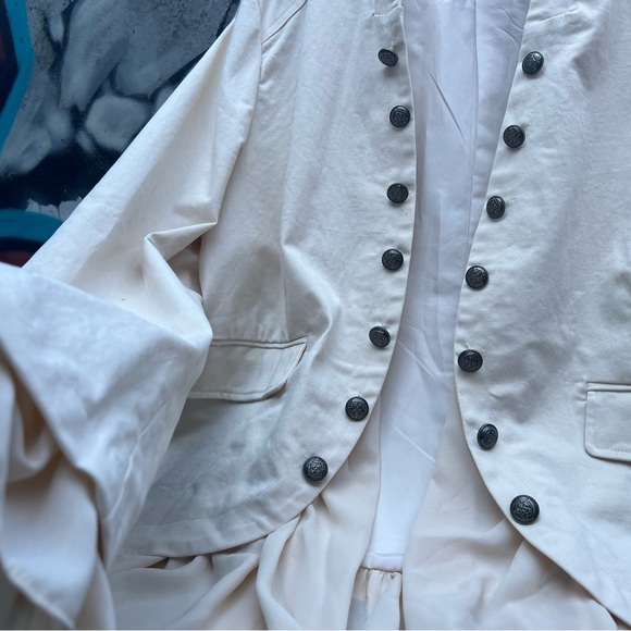 Cream Military Jacket with Ruffled Underlining - Picture 13 of 16